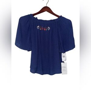 Obsess Blue Off-Shoulder Women's Top Size Large NWT